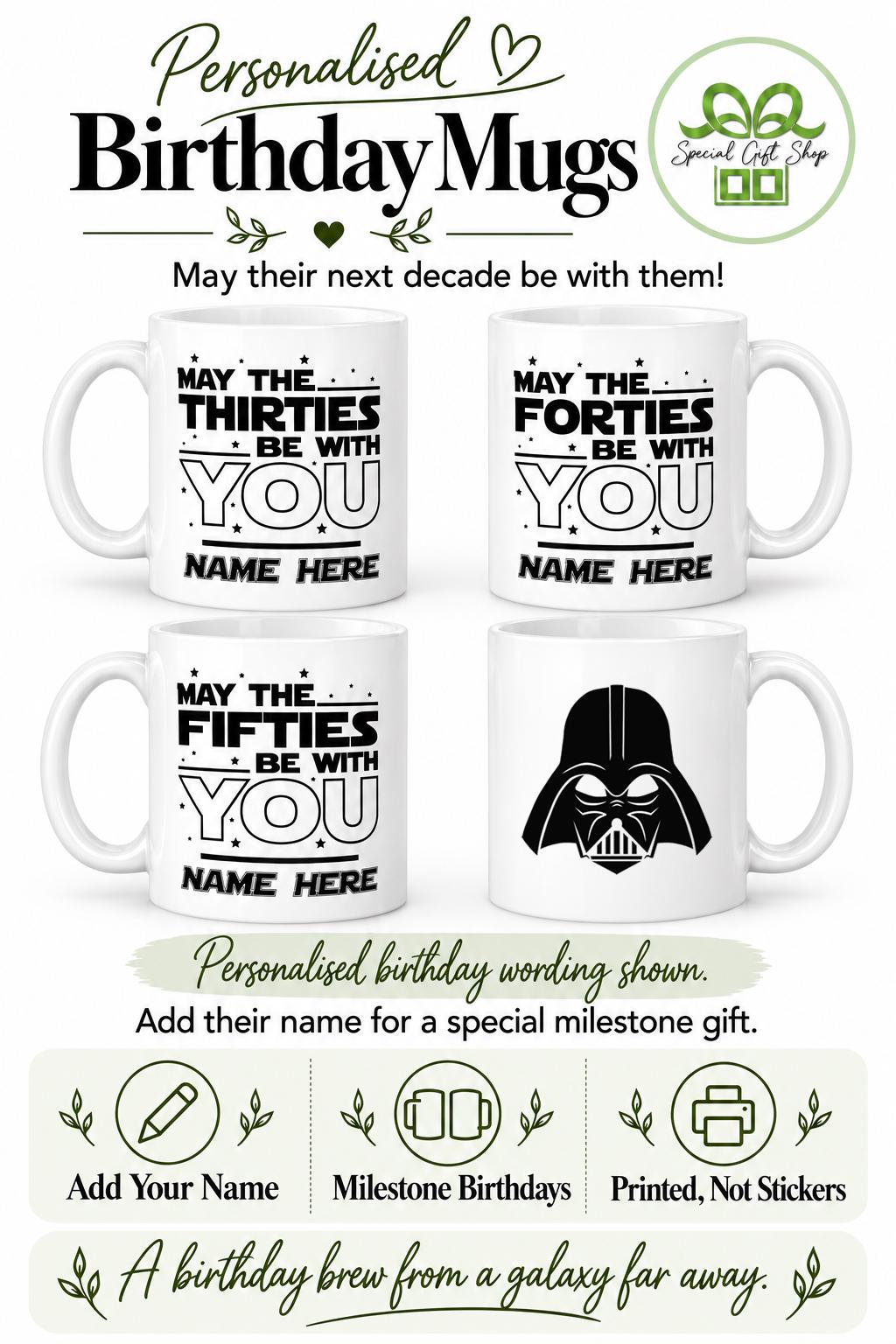 Custom Star Wars Birthday Mug – Ideal for the Thirties, Forties & Fifties!