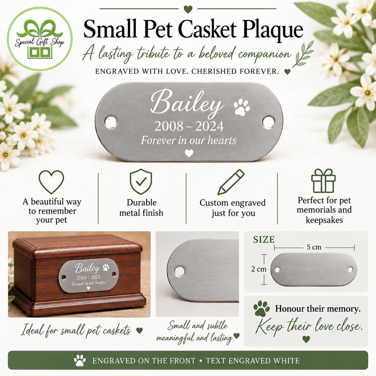 Engraved Pet Casket Plaque