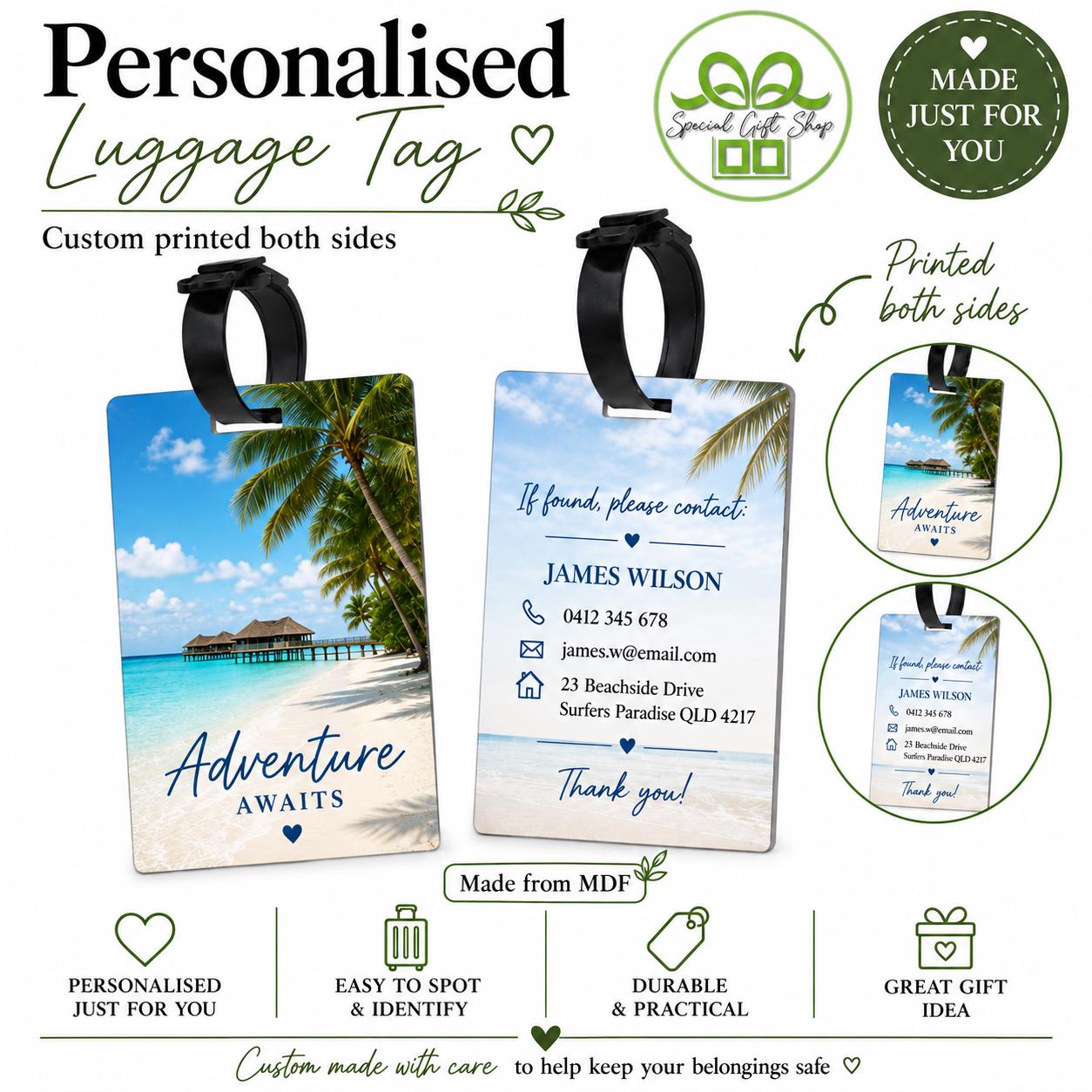 Personalised MDF Luggage Tag
