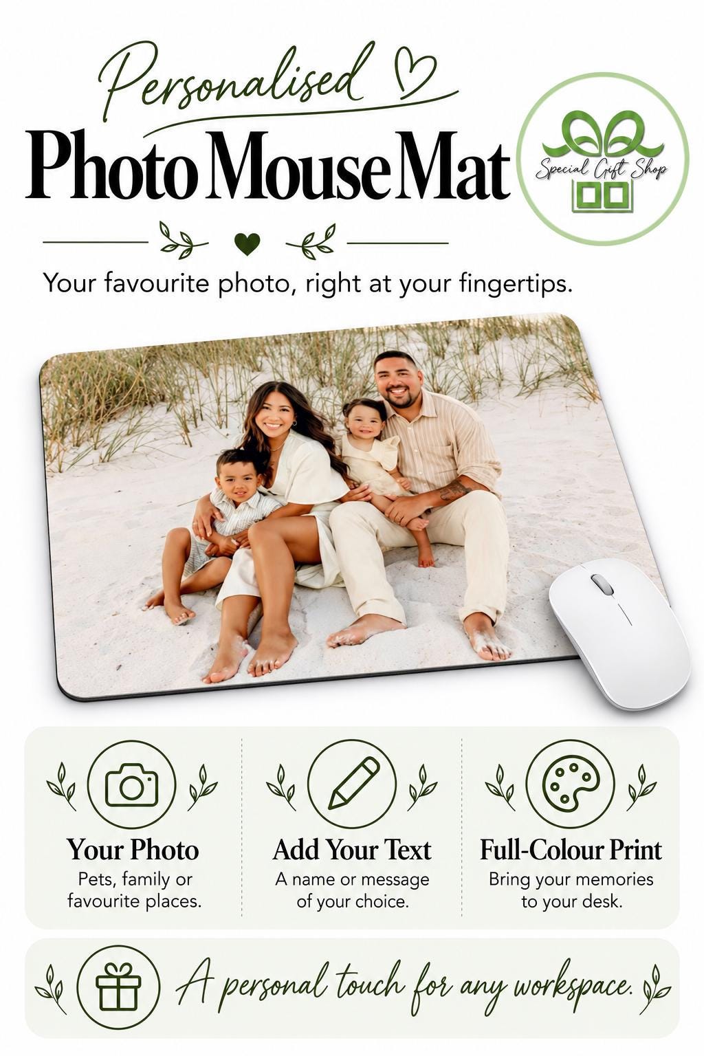 Custom Mouse Pad, Personalised Family Photo Mousepads, Unique Keyboard Accessory, Desk Decor