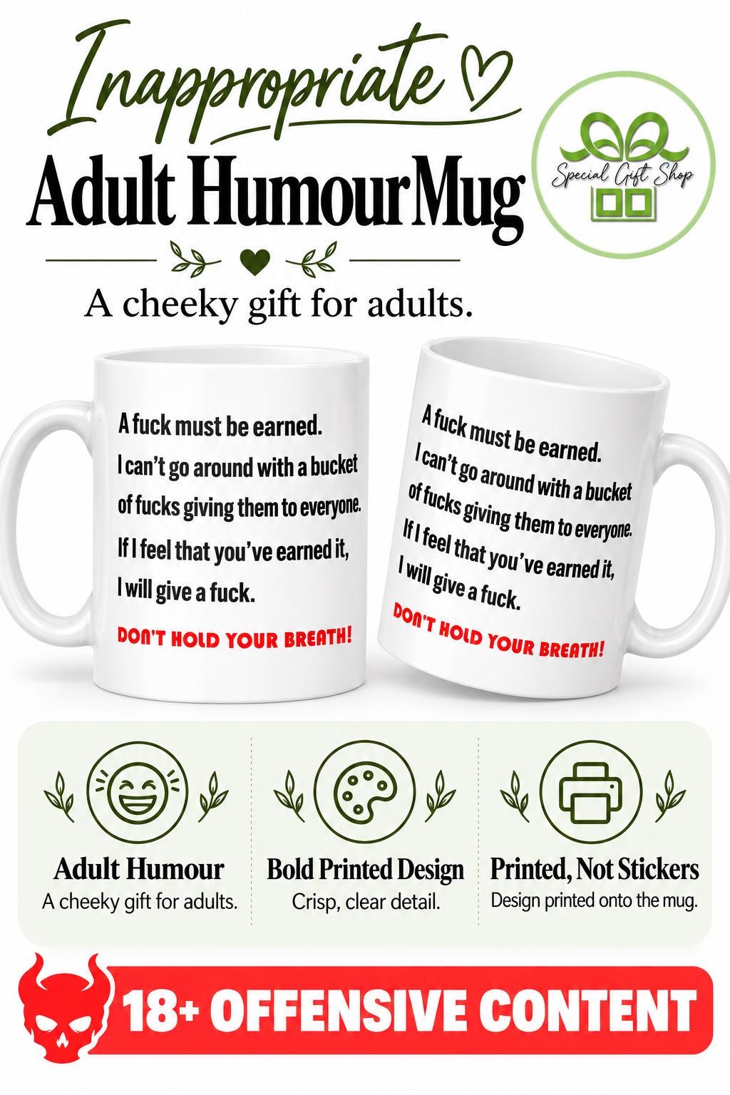 Funny Inappropriate Coffee Mug, Adult Humor Gift
