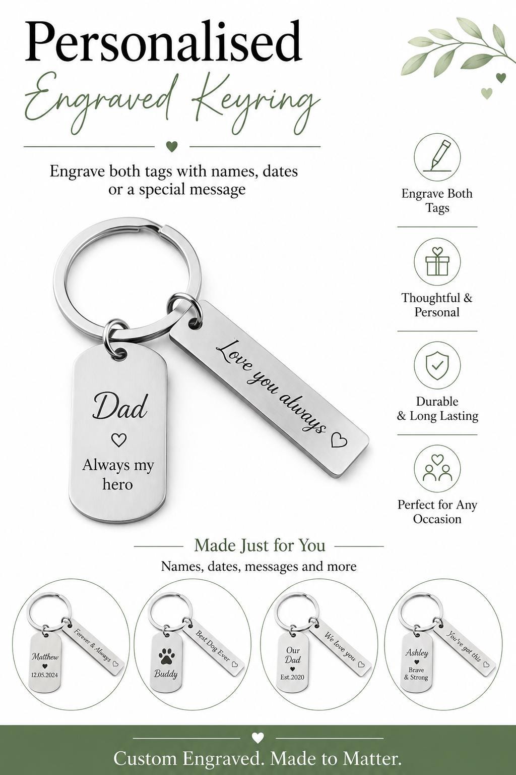 Personalised Engraved Double Tag Keyring