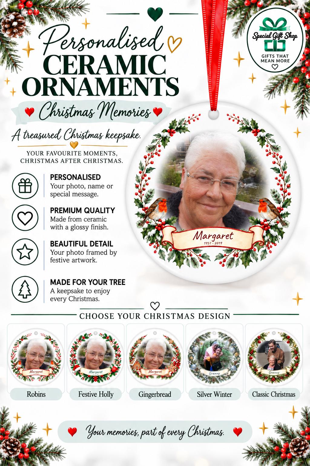 Personalised Photo Ceramic Christmas Bauble