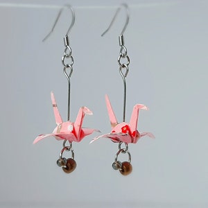 Origami Crane Earrings - Japanese Paper Earrings - Chiyogamii Crane Earrings - Paper Jewelry -Dangling Earrings