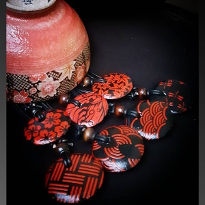 Japanese Chiyogami Pendant - Japanese Paper Pendant - Chiyogami Necklace - Paper Jewelry