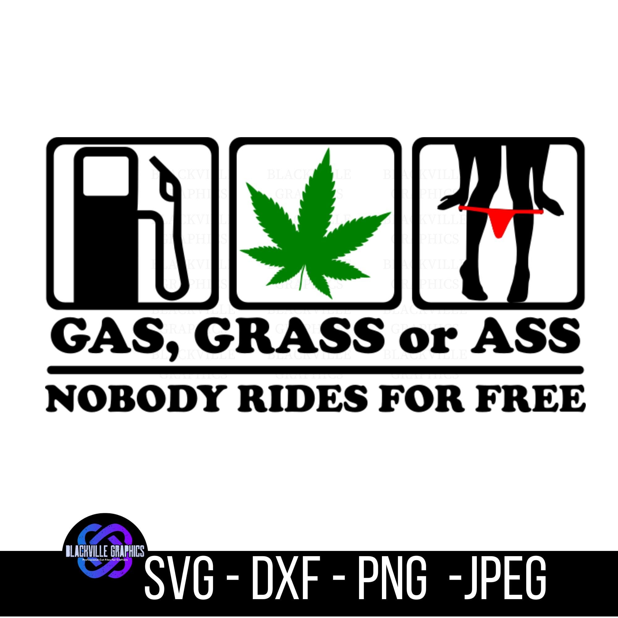 Crazy Sticker Guy Funny Bumper Sticker – 'GAS, GRASS OR ASS - NO FREE RIDES' Spanish Version – 6x3 Inch Vinyl
