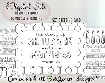 Christian Father's Day Card Printable, Church Coloring Craft For Kid, Bible Scripture Card For Dads, Father's Day Craft, Sunday School Craft