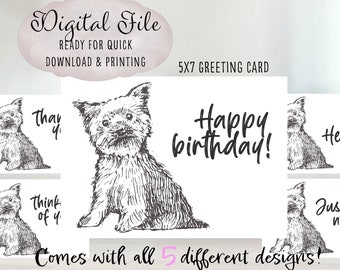 Minimalist Greeting Card, Black And White Greeting Card Printable, Dog Birthday Card, Simple Greeting Card, Digital Greeting Card, Card Set