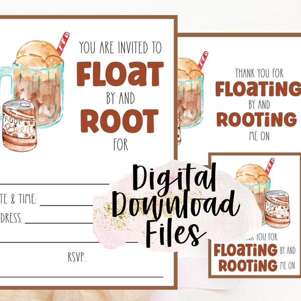 Root Beer Float Party Invitation Printable, Root Beer Graduation Party Invites, Root Beer Gift Tag Digital, Root Beer Float Party Printables