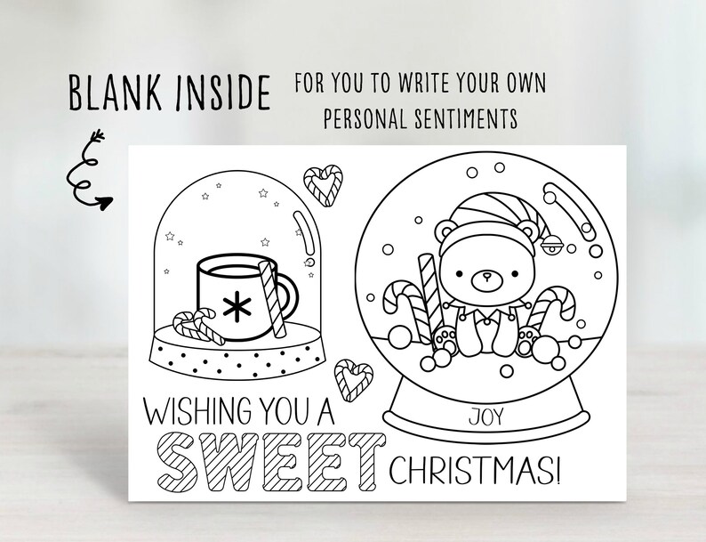 Color Your Own Christmas Cards Printable Christmas Coloring - Etsy