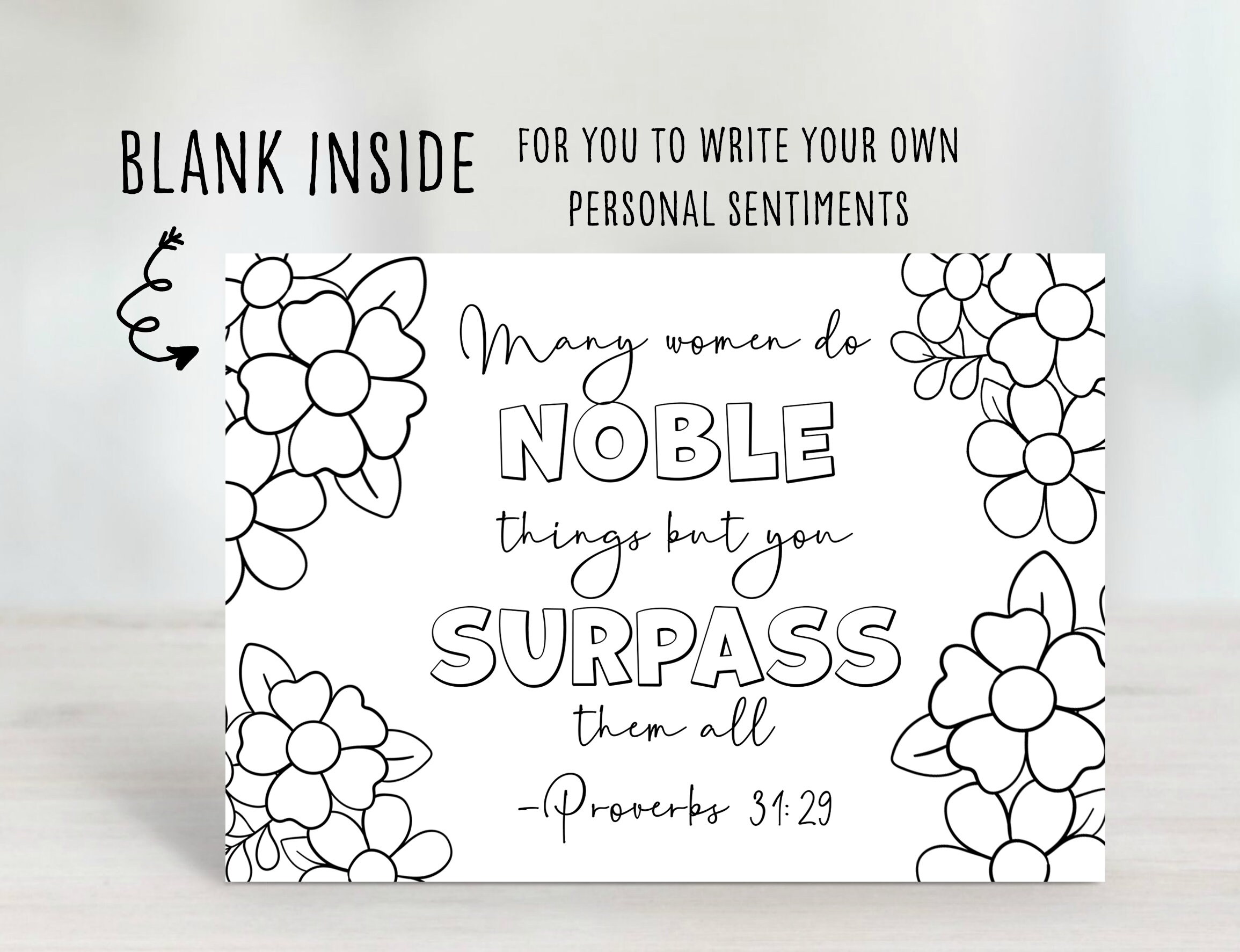 Christian Mother's Day Card Printable Church Coloring - Etsy