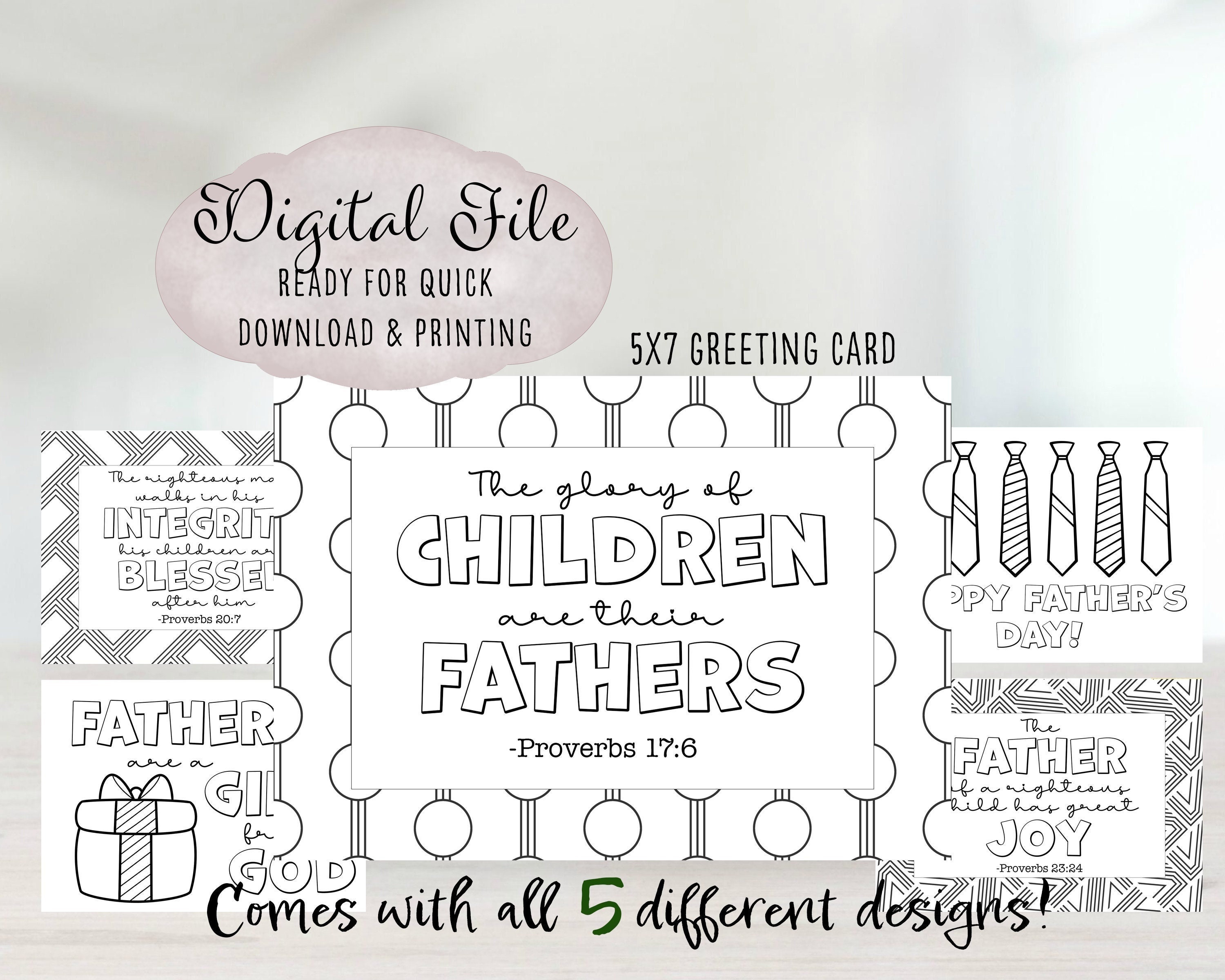 Christian Father's Day Card Printable, Church Coloring Craft for Kid ...