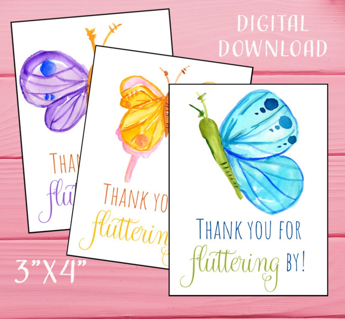 Butterfly Gift Tags Digital Butterfly Birthday Printable Etsy