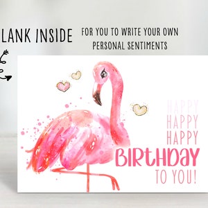 Flamingo Birthday Card Printable 1st Birthday Card for Girls - Etsy
