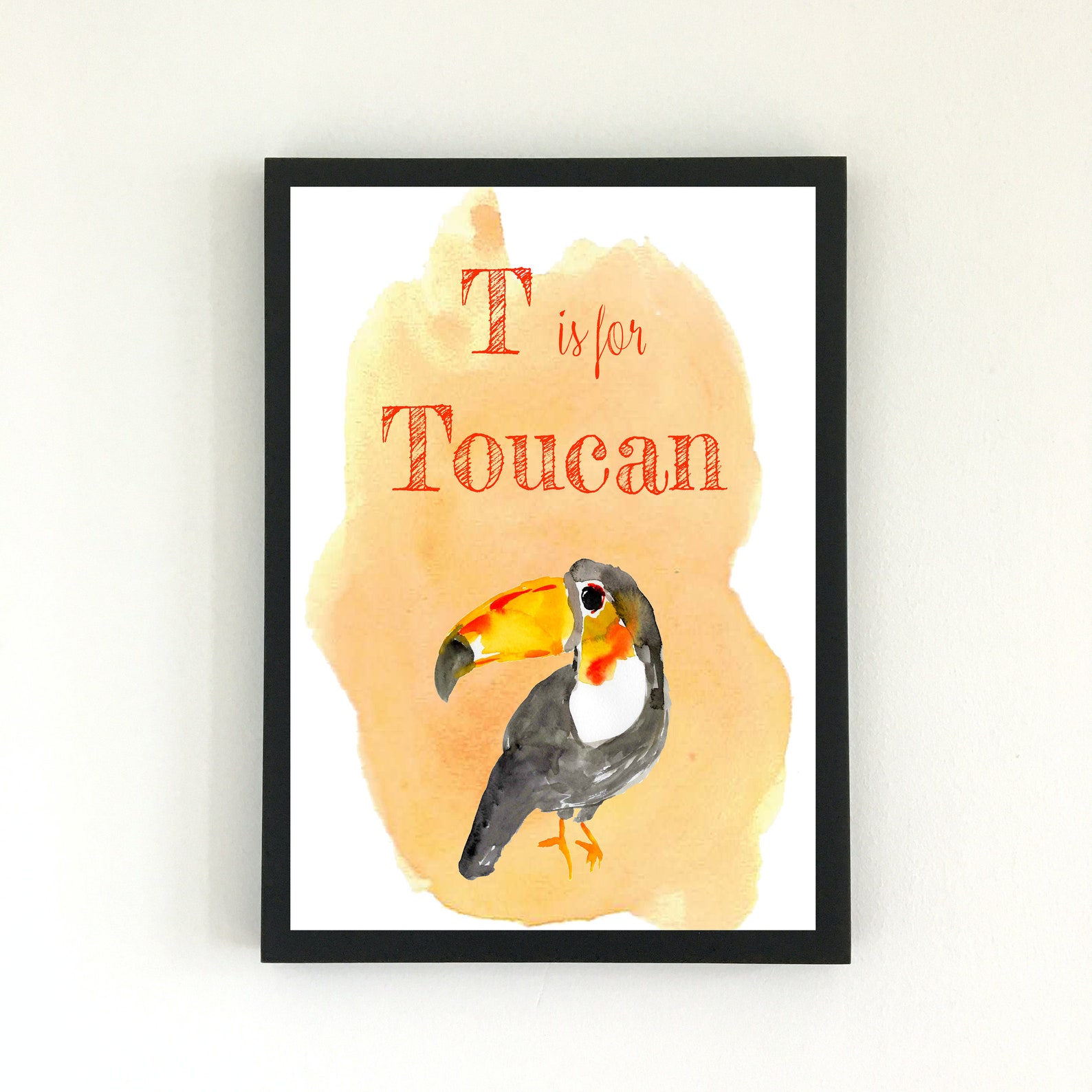 toucan wall art printable letter wall art for kid rainforest etsy