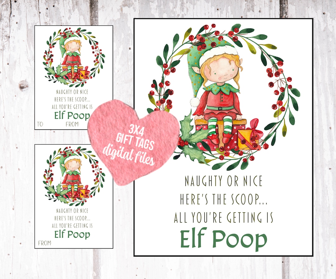 Elf Poop Printable, Elf Poop Tag, Elf Poop Label, Gift Tags for
