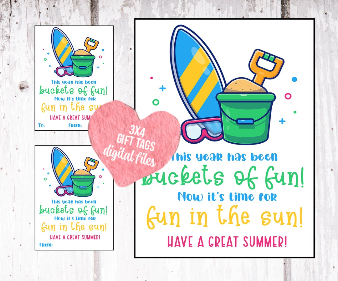 Buckets of Fun This Summer Gift Tags Printable Summer Gifts Etsy