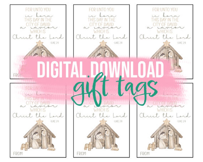 Christian Christmas Gift Tags Printable Scripture Christmas - Etsy