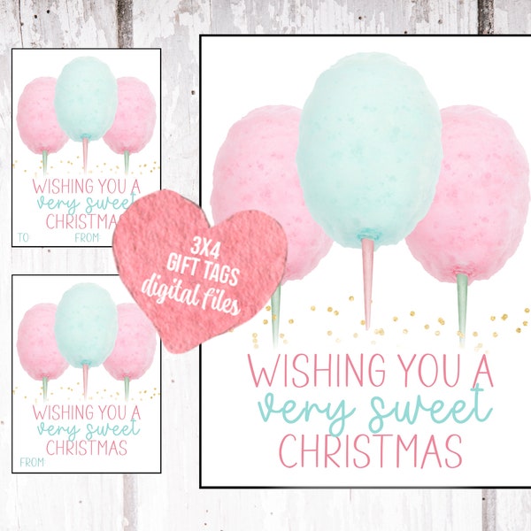 Cotton Candy Christmas Gift Tag Printable, Sweet Christmas Gift Tag, Pink Christmas Tags, Candy Floss Christmas Gift, Gifts For Classmates