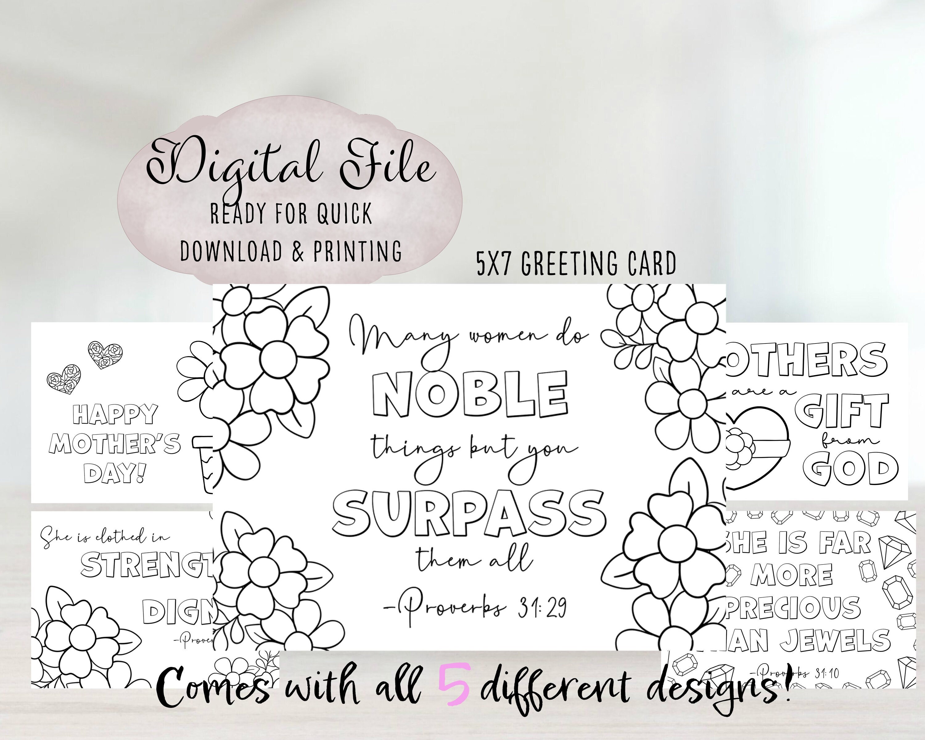 Christian Mother's Day Card Printable Church Coloring - Etsy