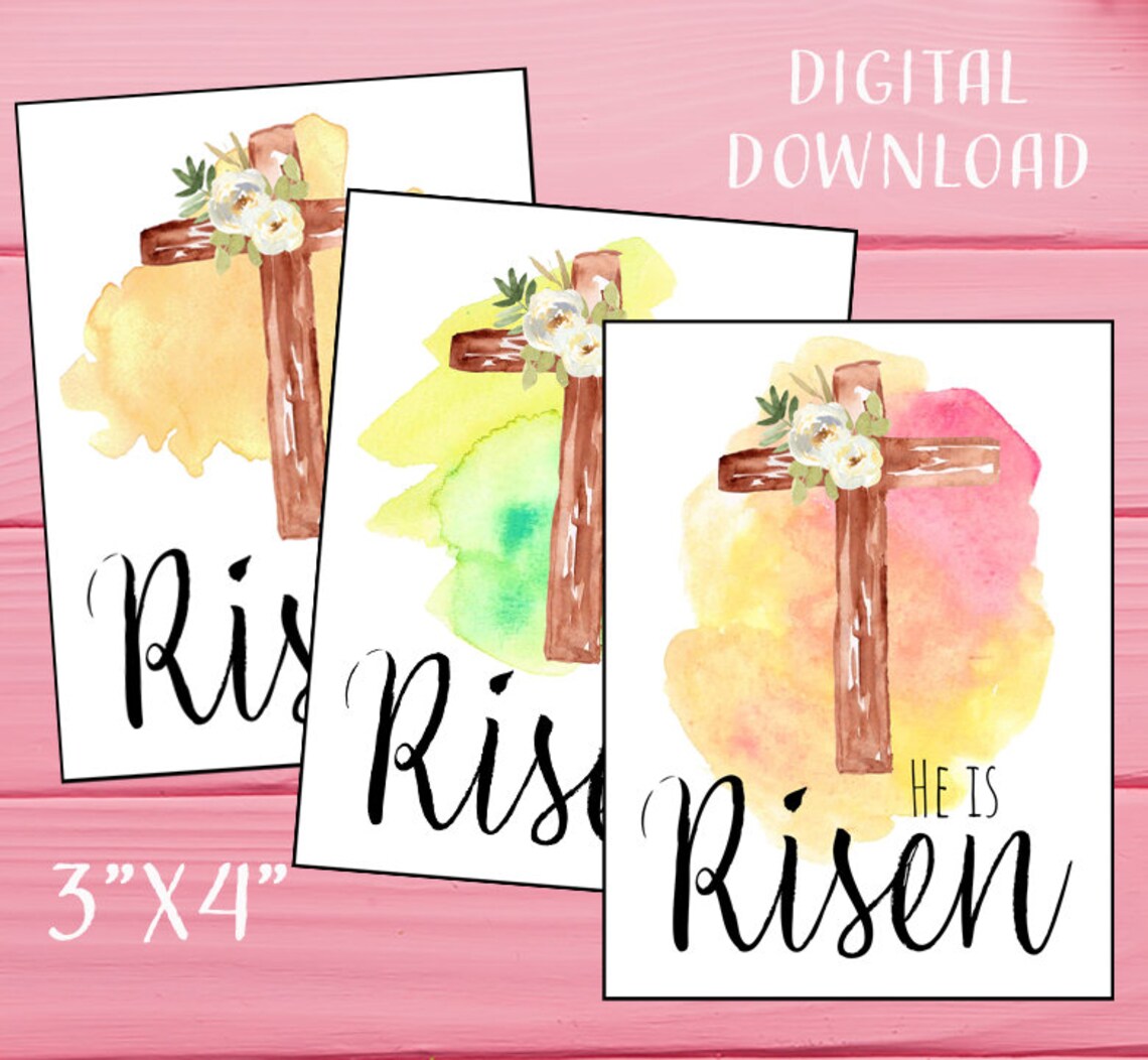 Easter Gift Tags Digital He Is Risen Gift Tag Printable Etsy