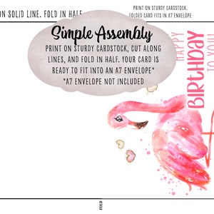 Flamingo Birthday Card Printable 1st Birthday Card for Girls - Etsy