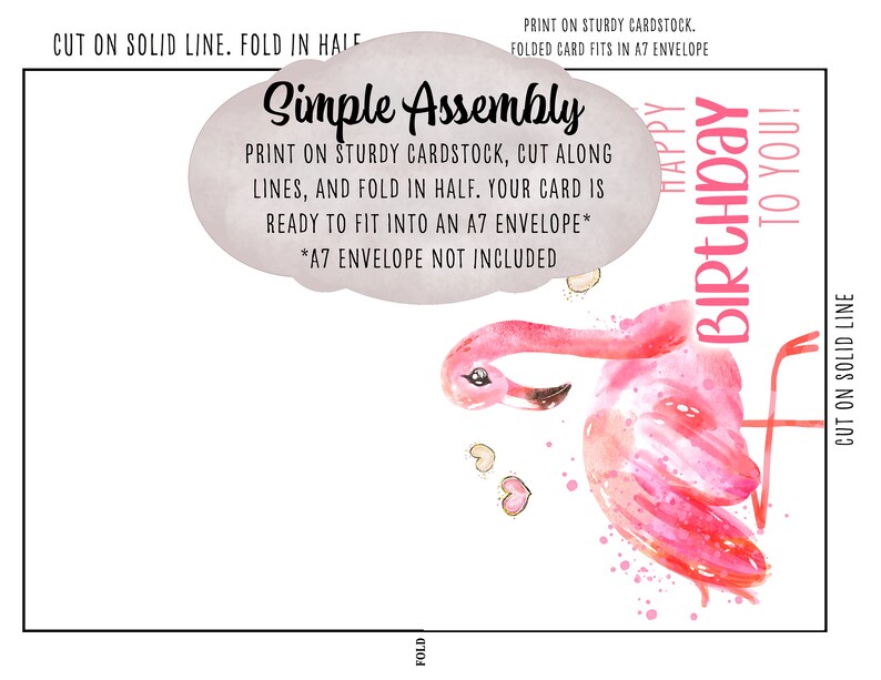 Flamingo Birthday Card Printable 1st Birthday Card for Girls - Etsy