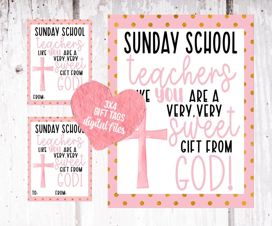 Sunday School Teacher Appreciation Printable, Church Teacher Gift Tags