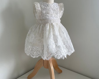 Luxuriöses, einzigartiges, handgefertigtes Baby-Anlasskleid, Taufkleid, Baby-Anlasskleid, Baby-Partykleid, Baby-Blumenmädchen