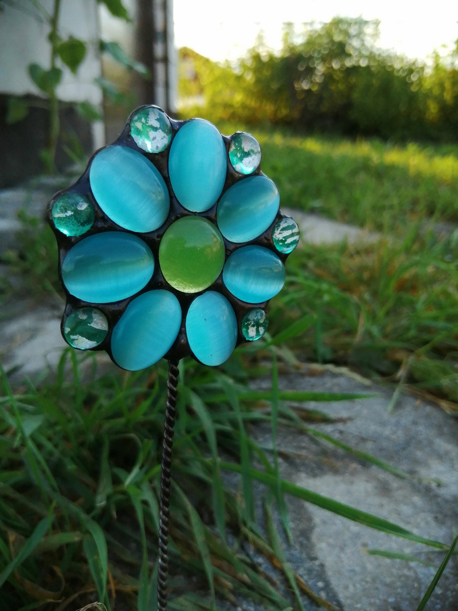 Glass flowerPlant stakes Garden accessoriesSuncatcherGift Etsy