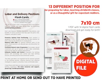 Education Labor Positions Handout 7x10cm FLASHCARDS | Birth | Doula | Midwife | Birthwoker | Childbirth , Birth Positions Handout