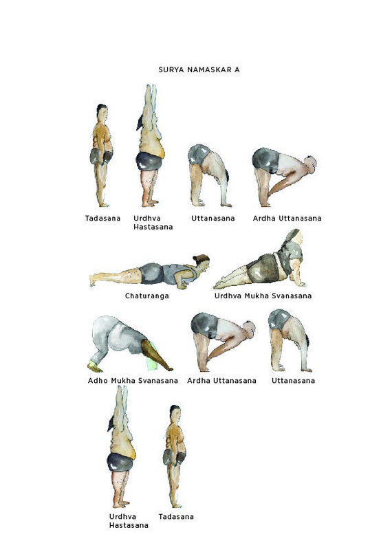 Amazon.com: Yoga Sun Salutation Poster Print (24 x 36) (Unframed): Posters  & Prints