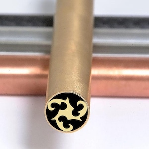 Trinity Symbol Mosaic Knife Pin: Handmade Brass, Fiber & Steel