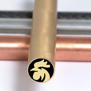 Cockerel Mosaic Knife Pin: Handmade Brass & Steel Handle Pins