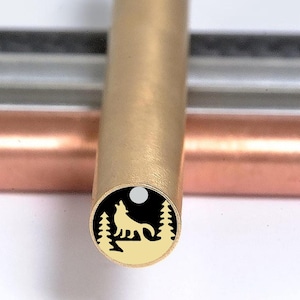 Mosaic Knife Pin - WOLF AND MOON |  5/16&#39;&#39;, 3/8&#39;&#39; - Brass, Fiber and Stainless Steel Tube | Handmade Mosaic Pins for Custom Knife Handles