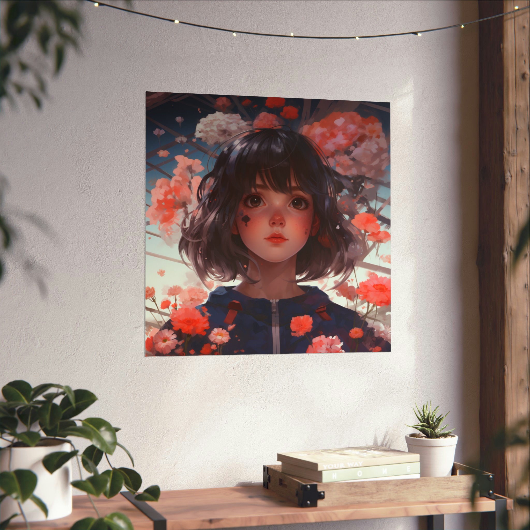 Flower Princess // Brown Hair Anime Girl // Anime Girl with Bangs // Japanese Cherry Blossom