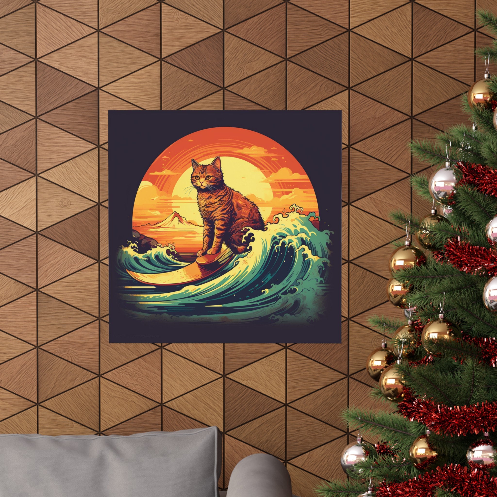 Just Ride the Wave Cat Poster // Surfing Through the Ups and Downs of ...