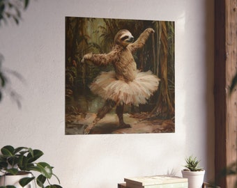 Póster de bailarina perezosa // Póster de perezoso gigante // Póster de perezoso divertido // Arte mural humorístico sobre perezosos // Póster de perezoso abstracto // Póster de amantes de las bailarinas