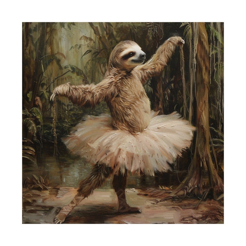 Sloth Ballerina Poster // Giant Sloth Poster // Funny Sloth Poster ...