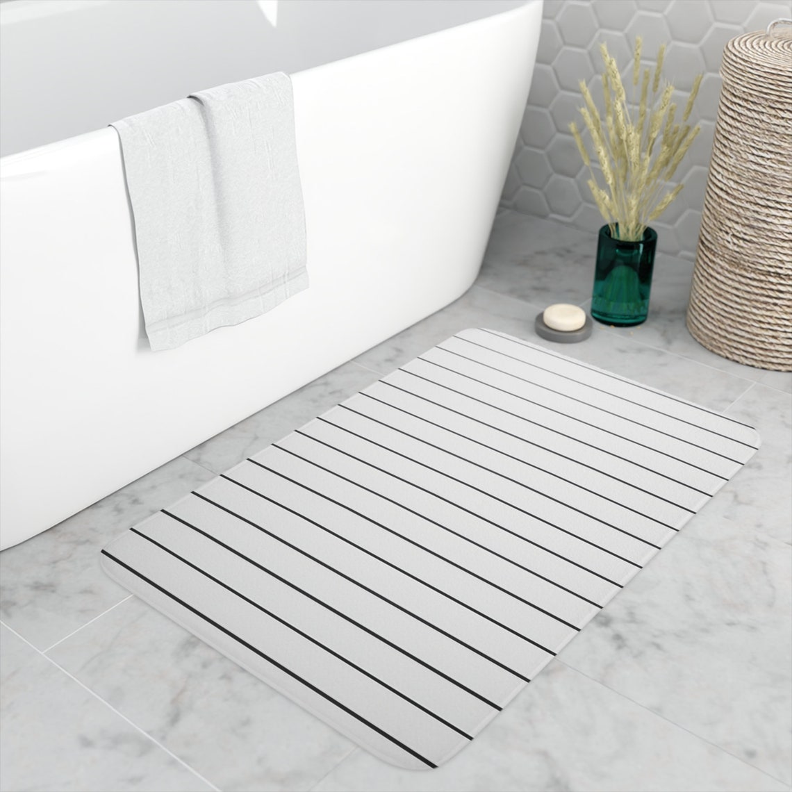 Simplistic Line Art Bath Mat 2 // Textured Bath Mat // Modern Abstract