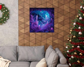 Arte de pared con cueva de cristal mágico // Decoración de bosque encantado // Decoración de fantasía para el hogar // Regalo para amantes del mismo // Arte de pared de fantasía