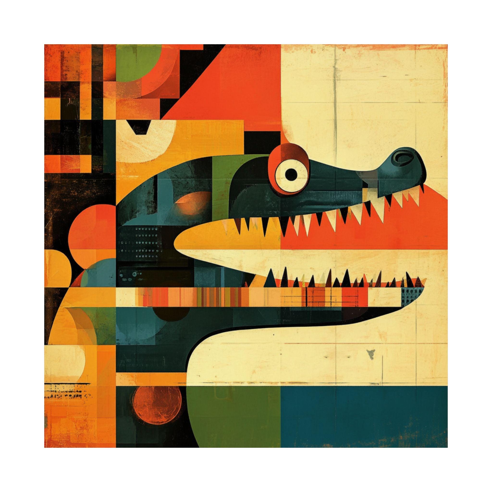 Vintage Retro Crocodile Print // Colorful Abstract Alligator ...