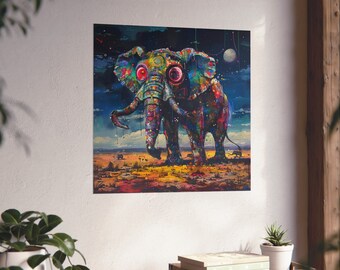 Giant Abstract Elephant Poster // Trippy Elephant Art Poster//Elephant Lovers Poster//Modern Elephant Wall Decor//Giant Safari Animal Poster