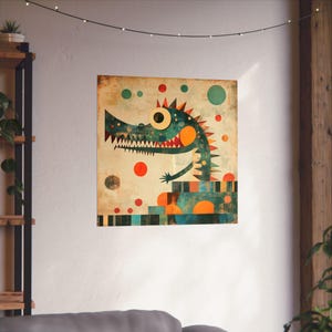 Colorful Crocodile Wall Art // Whimsical Wall Art // Matte Vertical Posters for Kids Room // Alligator Nursery Decor // Playroom Decoration