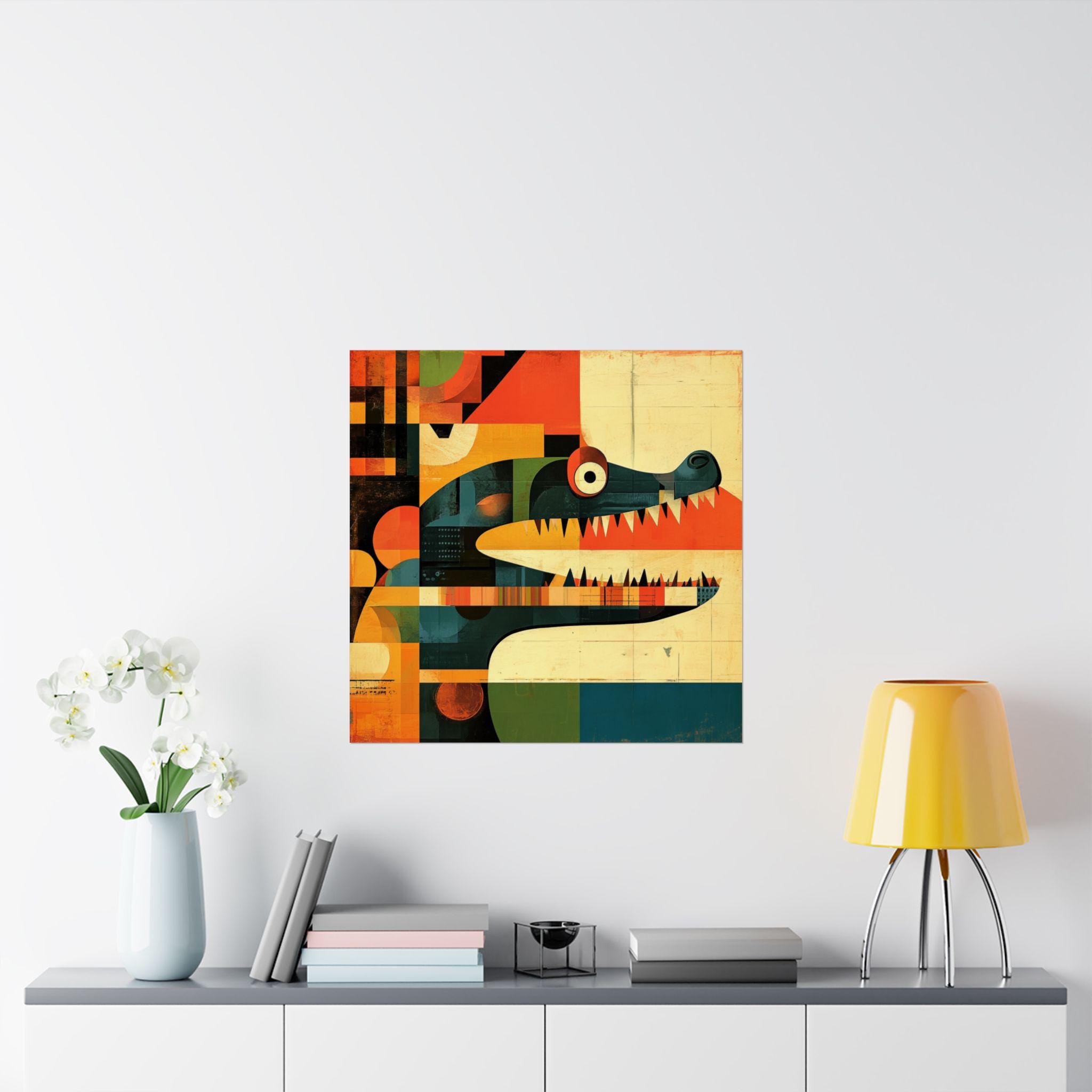 Vintage Retro Crocodile Print // Colorful Abstract Alligator ...
