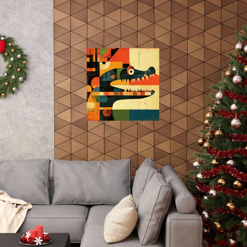 Vintage Retro Crocodile Print // Colorful Abstract Alligator ...