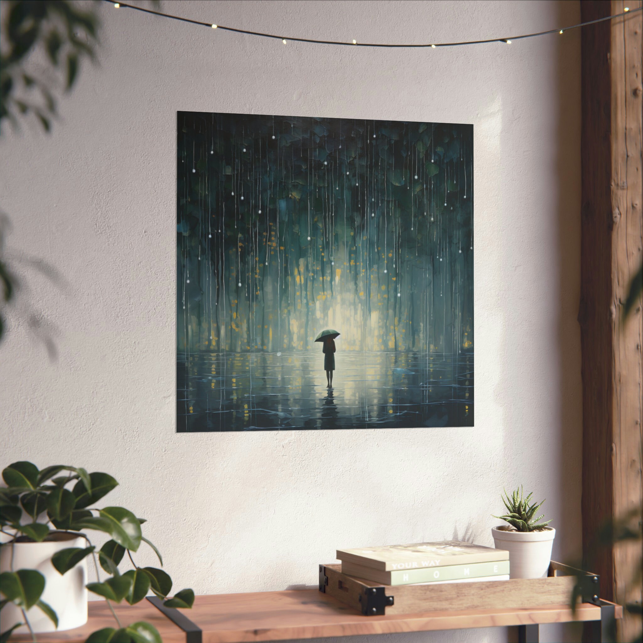 Downpour Poster // Post-Impressionism Art // Rainy Night Poster // Abstract Art Poster // Lonely Night Poster // Drip Paint Style Poster