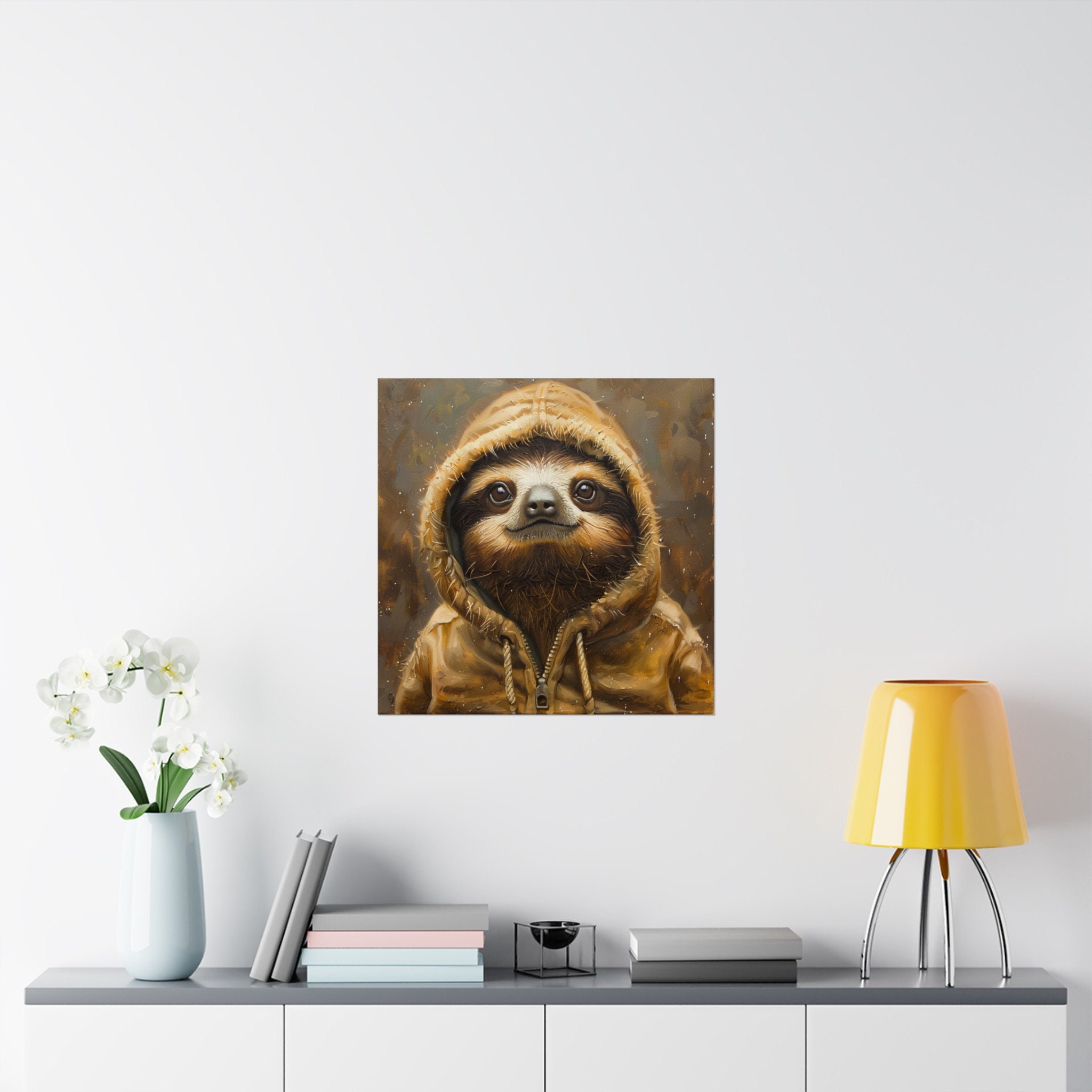 Sloth Wearing A Hoodie Poster // Funny Sloth Poster // Sloth Lovers ...