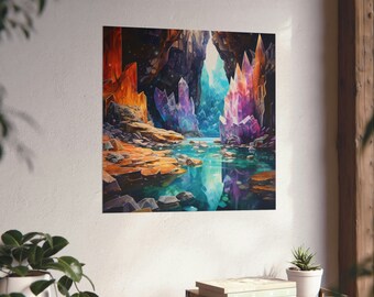 Vibrant Crystal Cave Posters // Stalagmites and Stalactites // Crystal Cave Poster // Cave Lovers Art // Rock Lovers Art // Cave Poster //