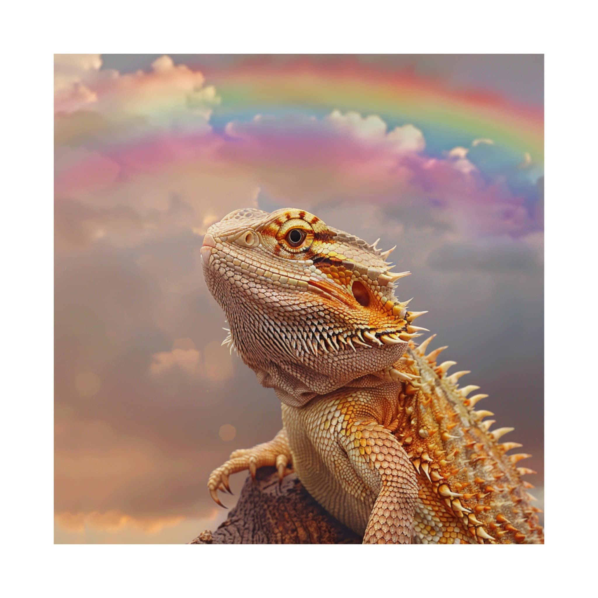 Bearded Dragon Under the Rainbow Poster // Beautiful Bearded Dragon ...